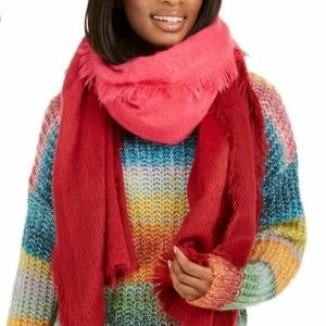 (NWT) DKNY Women's Pink Fuzzy Woven Ombre Oversized Scarf/Wrap/Shawl OS